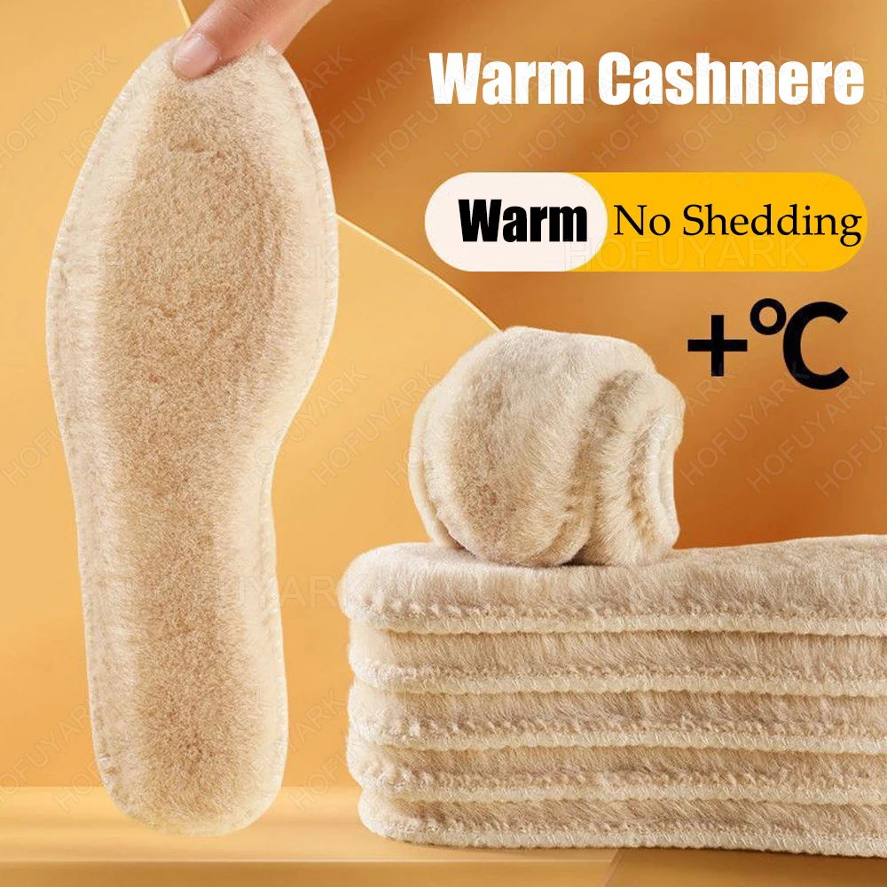 2/4Pcs Nachahmung Wolle Einlegesohlen Für Männer Frauen Schnee Stiefel Dicke Filz Kaschmir Warme Einlegesohlen für Winter Schuhe komfort Weiche Innensohle – Detail 8