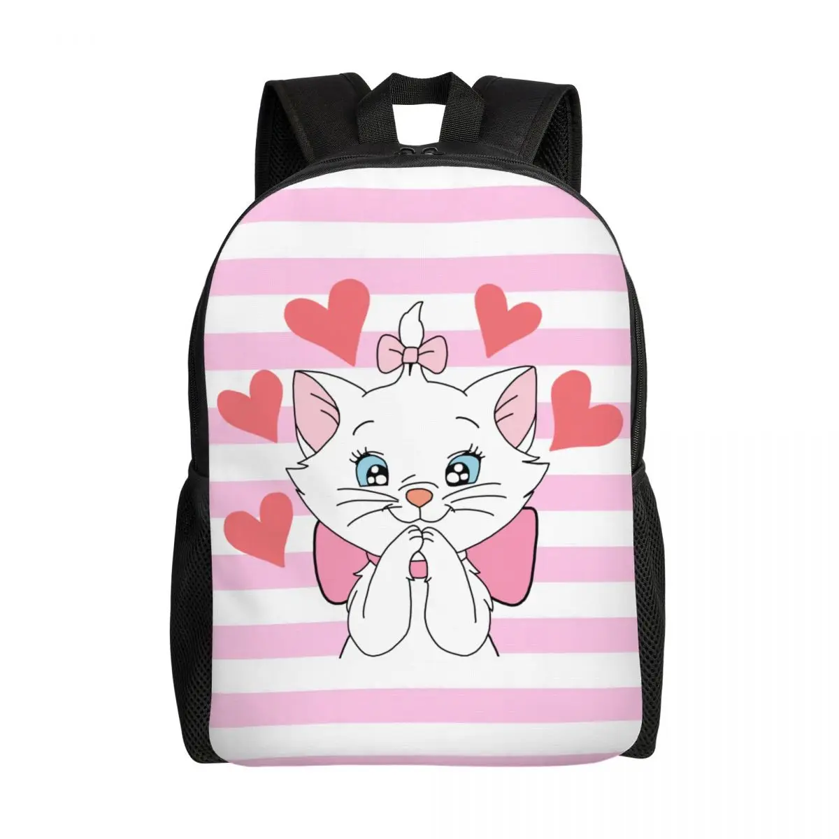

Рюкзак с 3D-принтом для мальчиков и девочек, дорожные сумки для школы и колледжа с рисунком Мари, сердечек, котят, подходит для 15-дюймовых ноутбуков