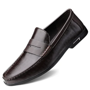 Scarpe da uomo in vera pelle Mocassini da uomo casual Scarpe formali da ufficio traspiranti Scarpe da guida slip on firmate da uomo Taglie forti 38-46 1