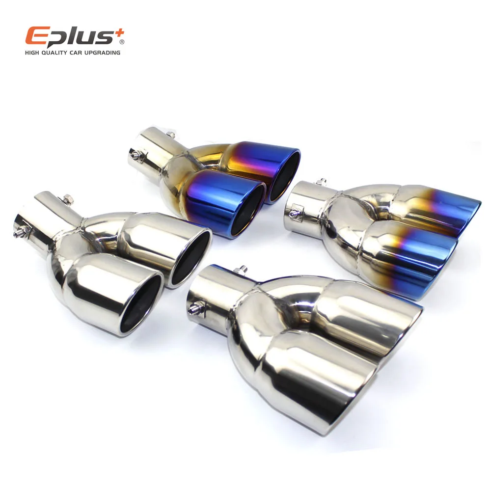 Universal Stainless Steel Car Exhaust Pipe Muffler Tail Pipe Outlet Nozzle End Plain End One Change Two Double Out ID 60MM 75MM car exhaust tail pipe