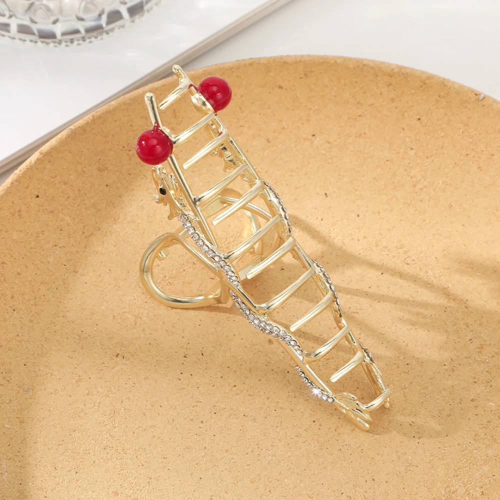 11cm  Golden Dragon Hairpin Hair Claw Women Simple Zodiac Hair Claw Alloy back of the head Hairpin Shark Clip Hair Accessories