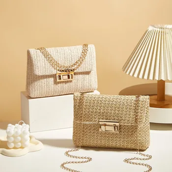 Fashion Women Summer Bohemian Straw Bag Small Woven Beach Crossbody Bag Shoulder Messenger Bag Girls Handbags Straw Bag Gifts