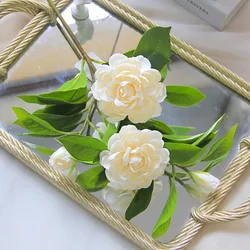 Elegant Camellia Silk Flower Arrangement for Home and Event Decor (58cm) (Champagne)