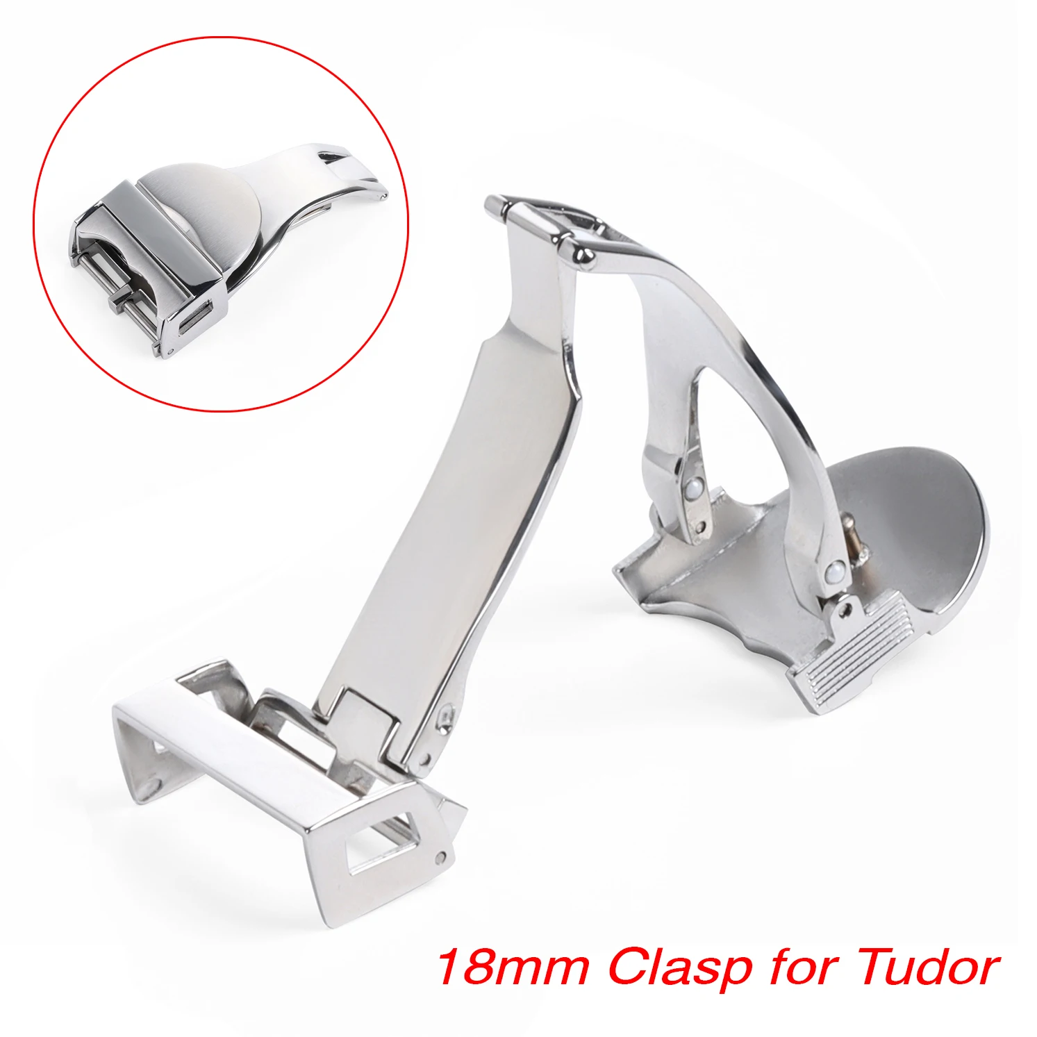 

High Quality 18mm Folding Watch Clasp for Tudor Black Bay 316L Stainless Steel Silver Buckle Rubber/Silicone Watchband Accessory