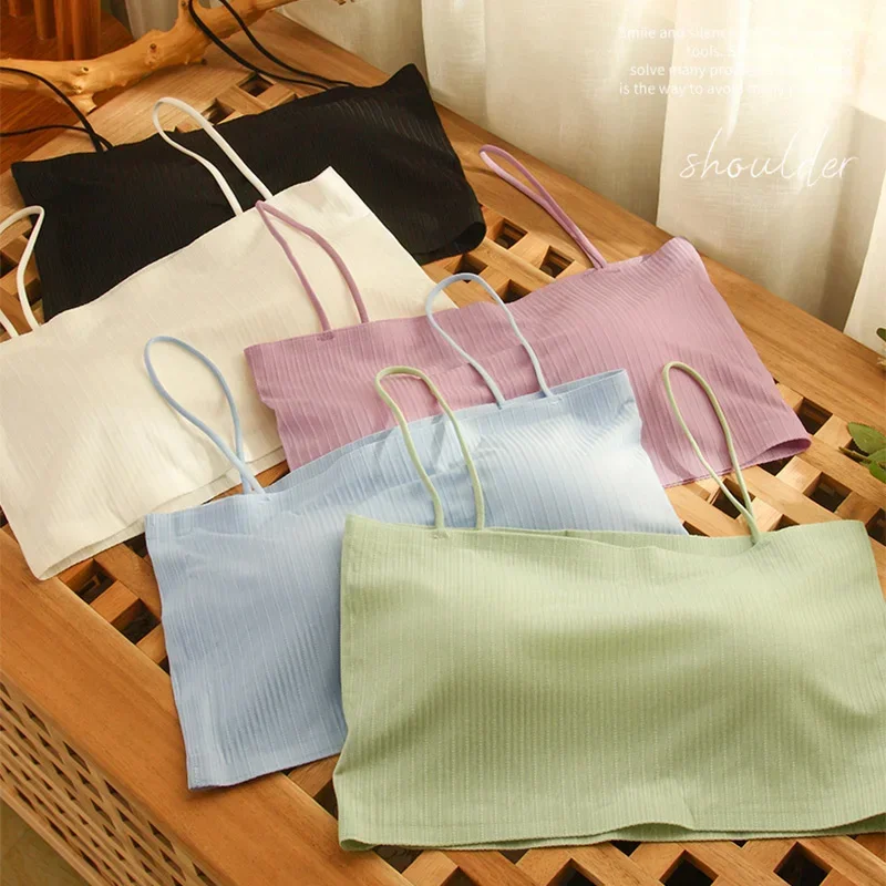 Women Lingerie Bra Invisible Push Up Ice Silk Seamless Tube Top Tanks