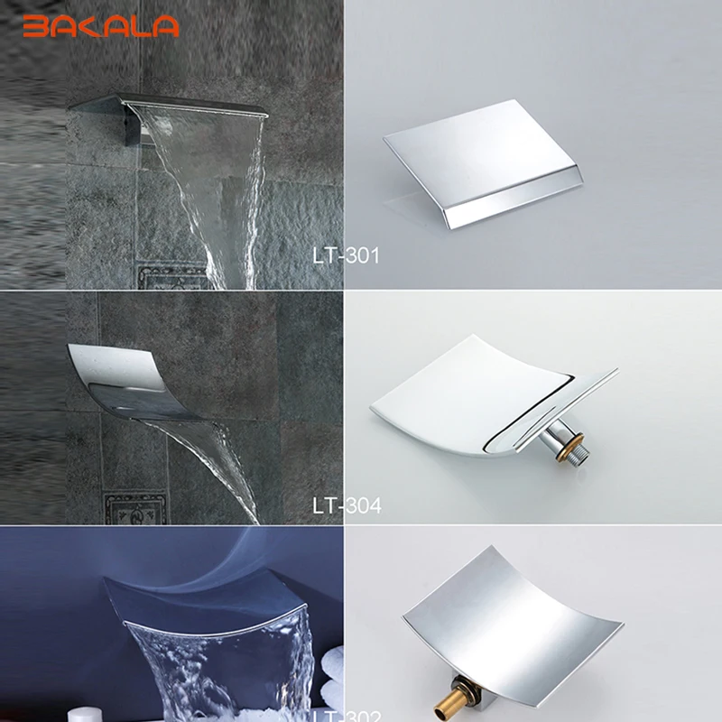 BAKALA And Retail Wall Mounted Bathroom Tub Waterfall Spout Square-Round Faucet Spout Chrome Finish Brass bathroom faucet water tap faucet