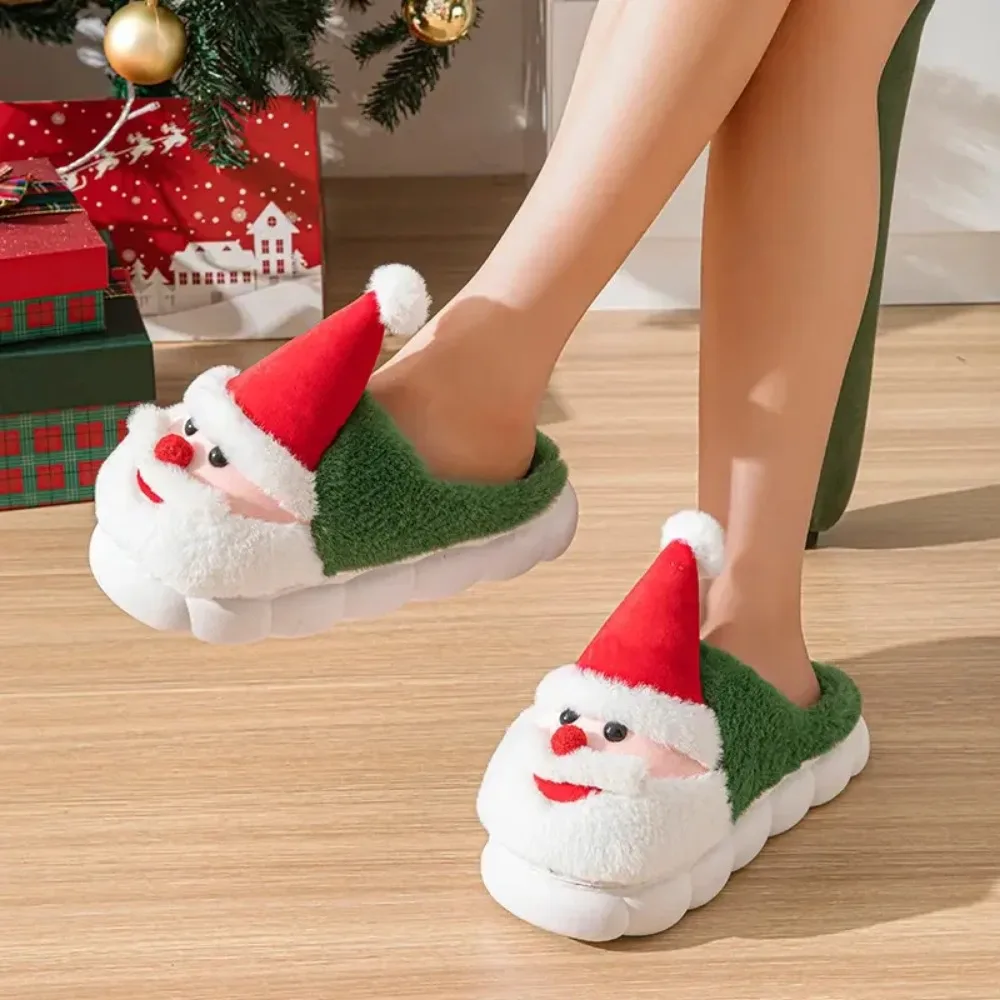 Winter Warm Slipper Christmas Fashion Snow Cold Warm Home Cotton Slippers Women Girls Shoes Cute Santa Claus Footwear 5