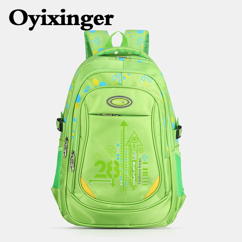 OYIXINGER 2024 Student Bags For Primary School Boys' And Girl's Backpack Durable Nylon Text Stripe Pattern Children's Schoolbag