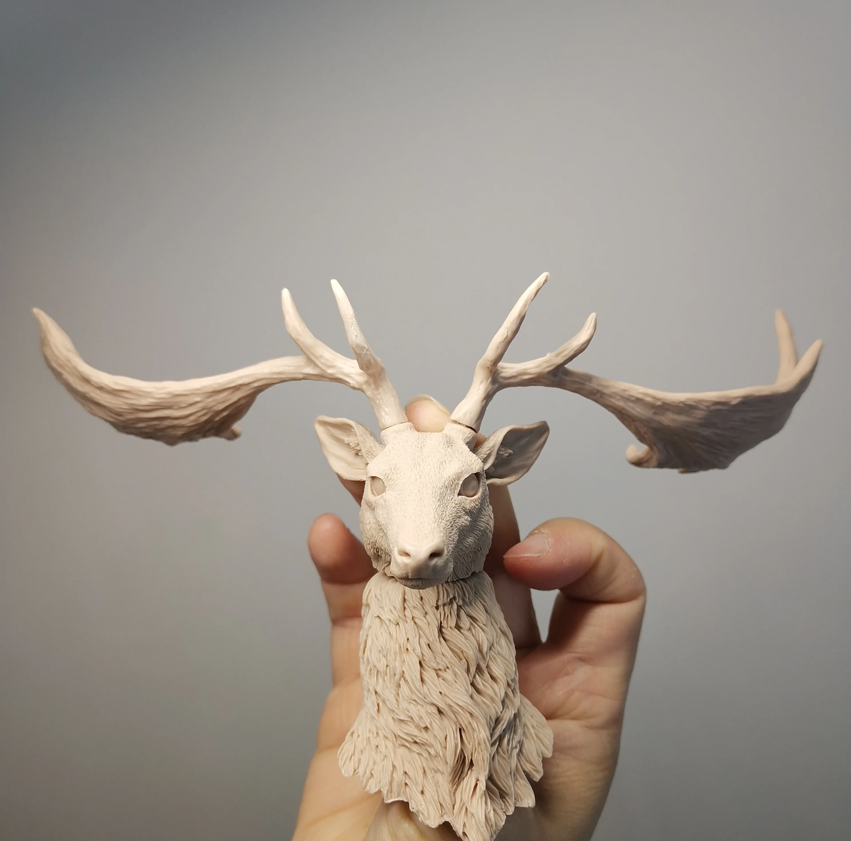 

Unpainted 1/6 Scale Deer Head Sculpt Model For 12 inch Action Figure Dolls Painting Exercise