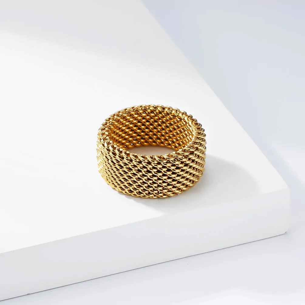 Anello Intrecciato in Acciaio Inossidabile alla Moda, Anelli Geometrici Minimalisti per Uomo e Donna, Gioielli Unici Estetici Impilabili Streetwear - immagine 3