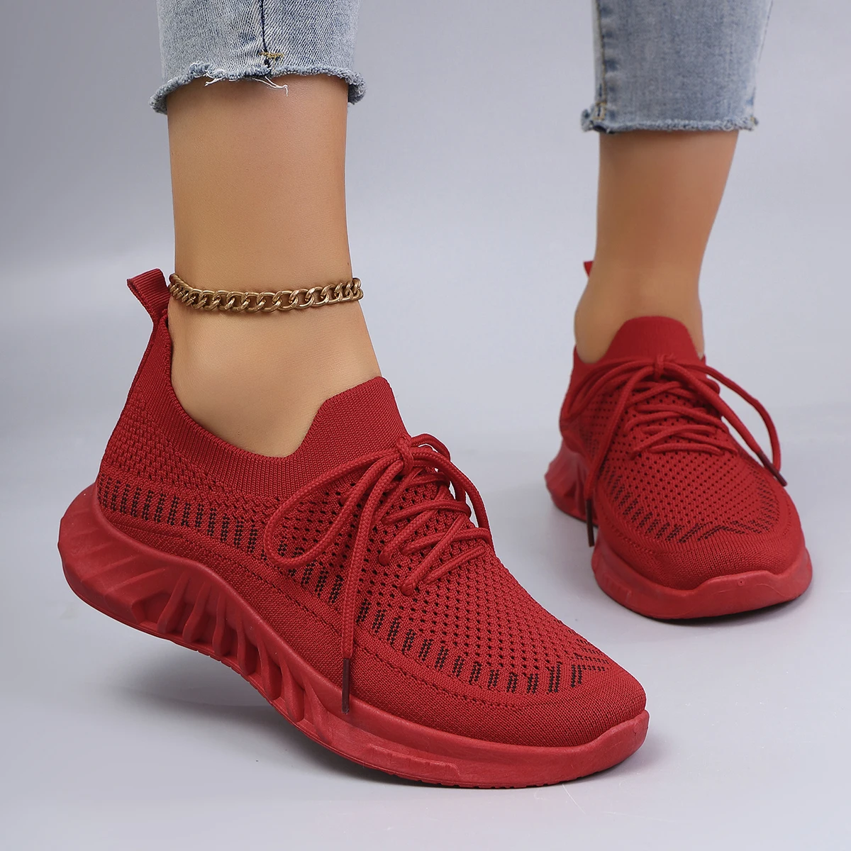 Frühling und Herbst Neue lässige Schnür-Sportschuhe für Damen, bequem, atmungsaktiv, leicht und verschleißfest