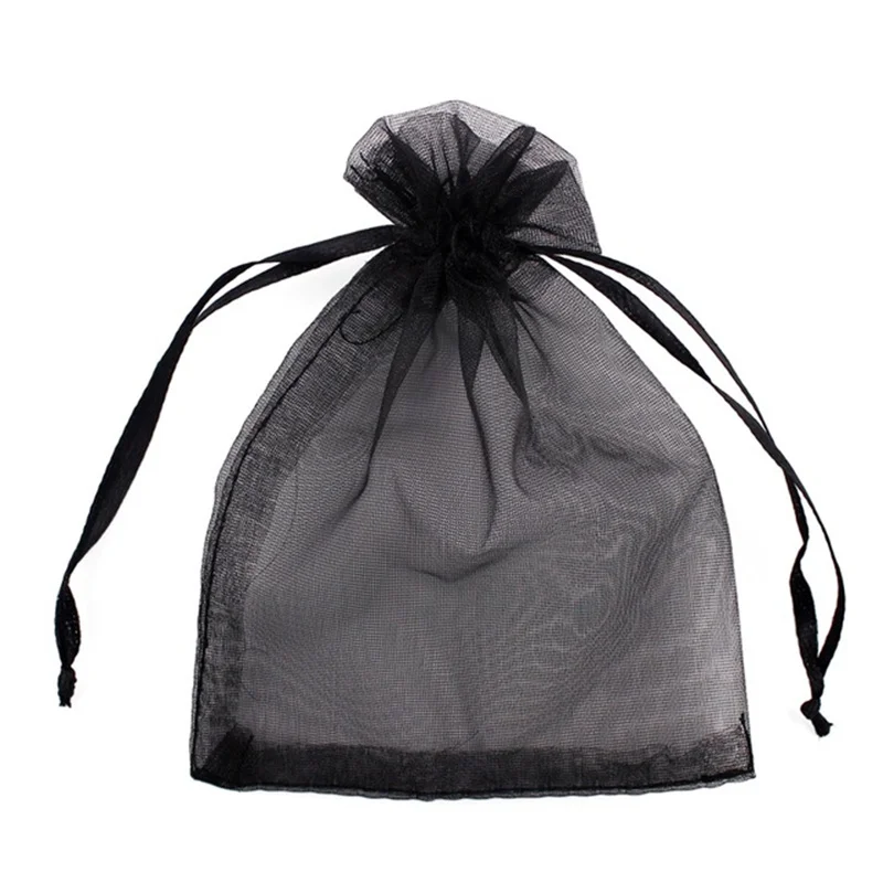 Solid Color Organza Gift Bags - Mesh Tulle Fabric Pouches for Weddings and Events (50/100pcs)