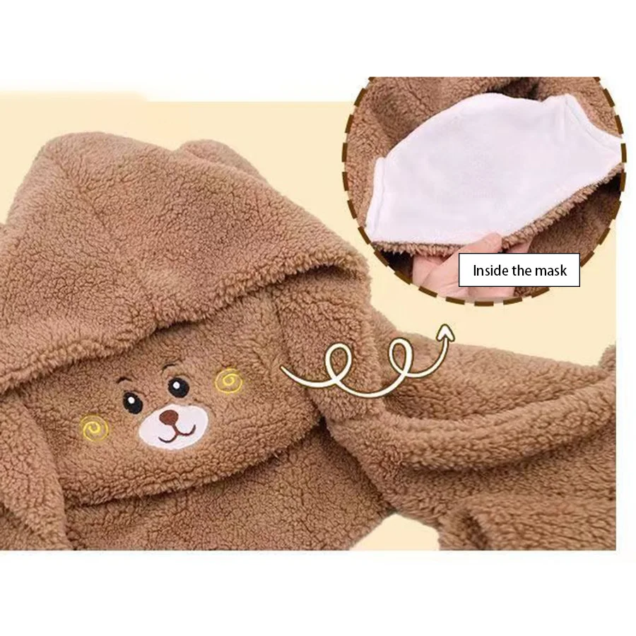 Women Hat Scarf Glove all-in-one Winter Versatile Cute Plush Cap Warm Thickened anti-freezing Windproof Hooded Scarf Gift