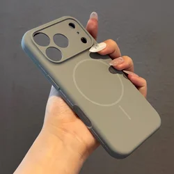 Premium Shockproof Silicone Phone Case - Luxury Matte Soft Cover with MagSafe Compatibility - iPhone 12 Pro Max (Titanium Gray)