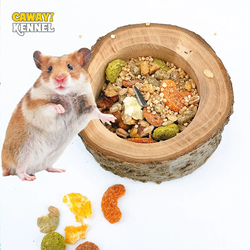 Pet Hamster Fruit Wood Food Bowl Hamster Golden Bear Squirrel Log Gnawing Toys for Small Animals Bowls D9136