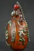 China old Tibet silver amber carved butterfly Buddha statues snuff bottle 5