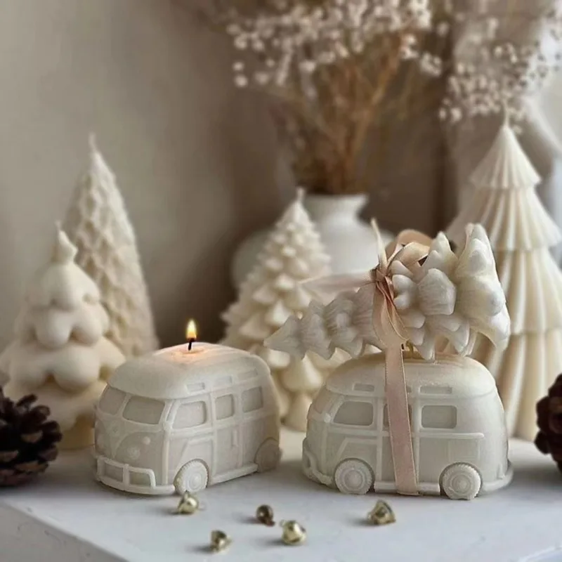 Kombi Camper Van Bus Candle Silicone Mold Handmade Vintage Car Gypsum Scented Soap Mould 3D Craft Fondant Chocolate Decor Tools