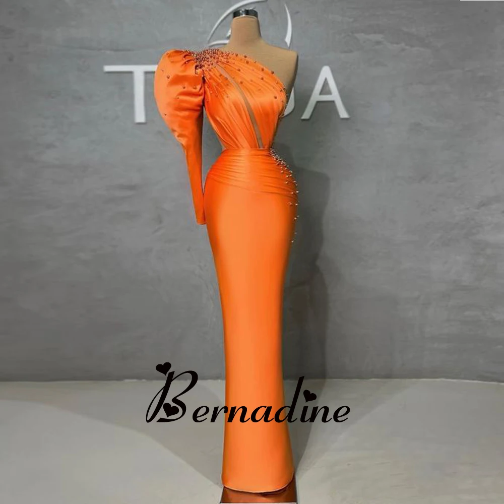 

Bernadine Graduation Dresses Charming One Shoulder Evening Gowns For Women Mermaid Beadings Stain Robes De Soirée Made To Order