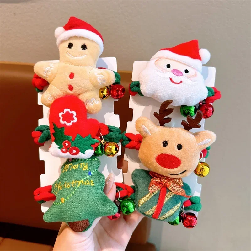 

Christmas Hair Accessories for Children Cute Mori Tie Braided Scrunchie Girl Bun Head Baby Santa Leather Band Headstring