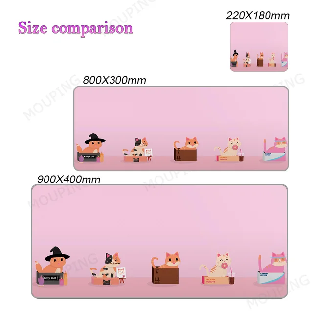 Kawaii Cat Mouse Pad Pink 90x40 Black and White with Cats Xxl Desk Mat Catpaw Mousepad Large Computer Slipmat Anime Accessories 16