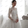 Classic Wedding Dresses Vintage Bridal Gowns Full Sleeves Robes Lace Appliques Sweep Train Graceful Vestidos De Novia Customized 2
