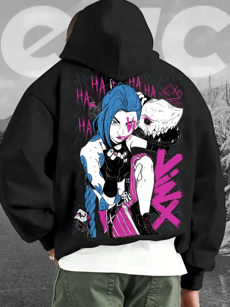 Hot Anime Arcane League Jinx Graphic 3D Print Hoodies Sweatshirt Men Women Tracksuit Pullover Harajuku Y2k Hoodie Men's Clothing