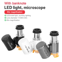 Mini Pocket Microscope Kit 60x Lab Handheld Microscope Battery Powered Microscope with LED Light Kids Science Microscop 1