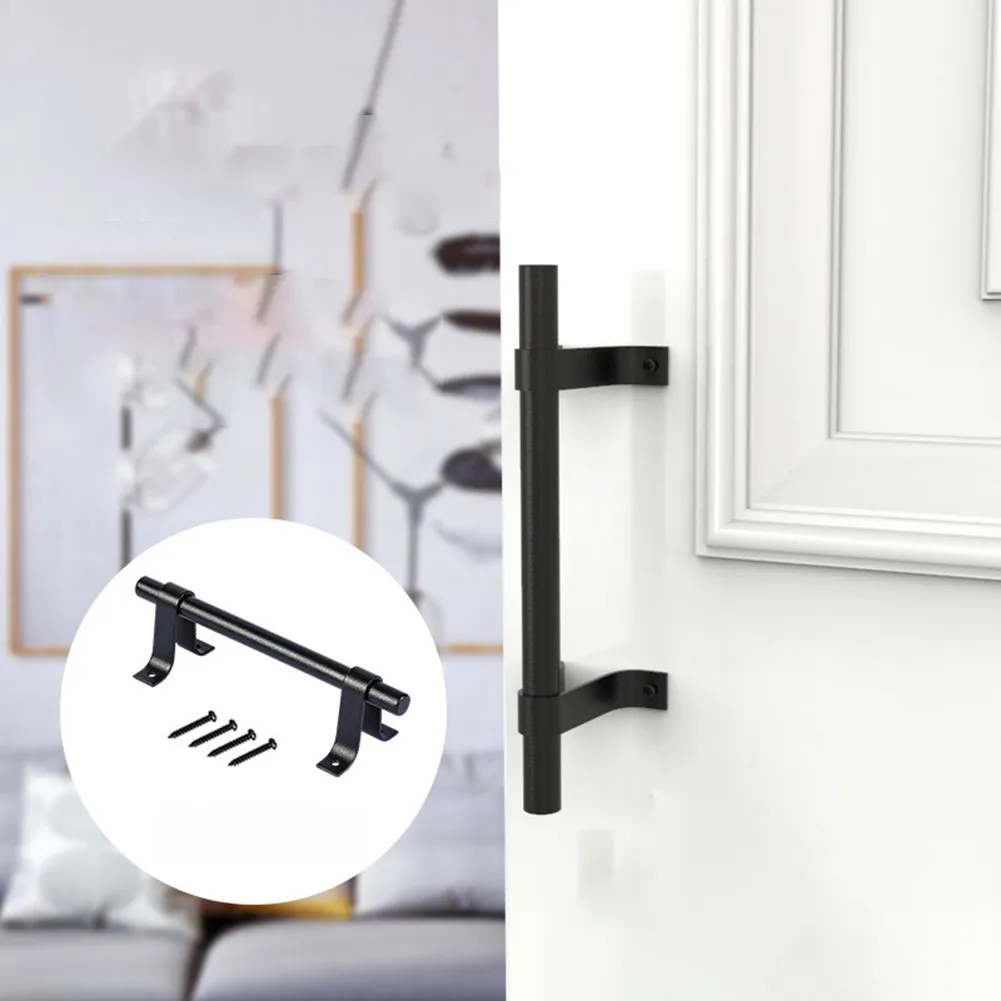 Description Picture 3 of itemHome Door Handle Household Black Carbon Steel Barn Sliding Pull Old Vintage Hardware 19.5cm Knobs Security Safety