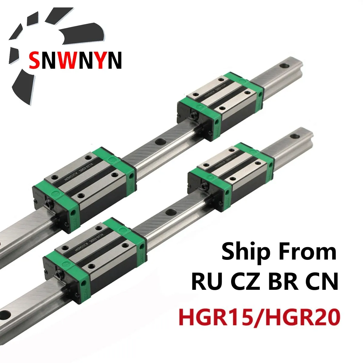 Quadrado Trilho de Guia Linear 2pc Mais Peças Hgh20ca Hgw20cc Hgh15ca Flang Slide Bloco Carruagens para Cnc Roteador Gravura Hgr20 Hgr15