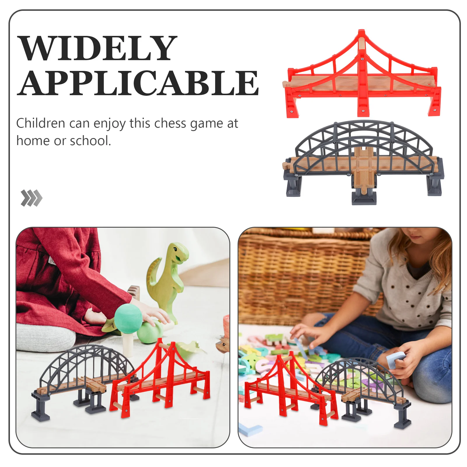 2 Pcs Train Track Toddler Accessories Toy Props Suspension Plastic Scene Tracks Wood Railway Cross