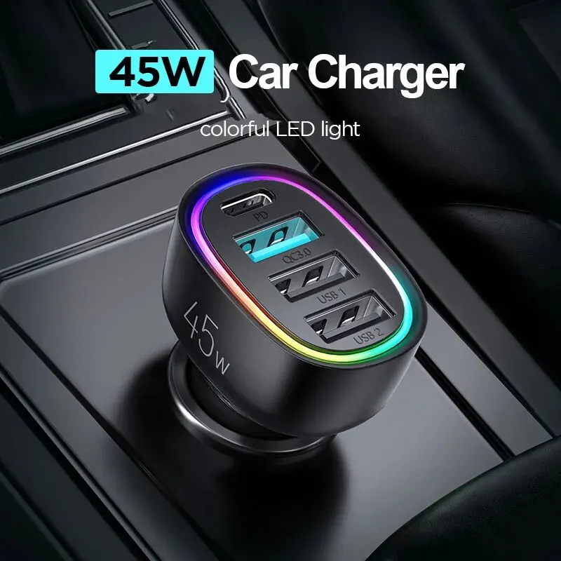  Joyroom 45W 4 in 1 Car Charger Super Fast PD3.0 QC3.0 Car Charger Adapter for iPhone 15 14 13Pro Max Car Charger 