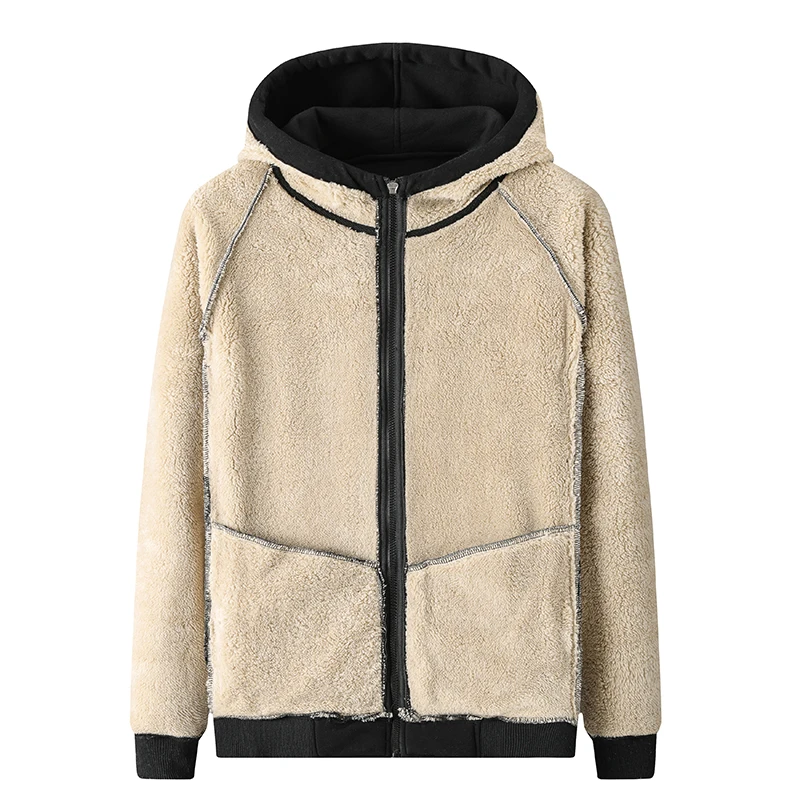 Winter Thicken Hooded cotton winter new plus cashmere men's casual lamb cashmere plus size Hoodie Plush coat L-8XL streetwear 2