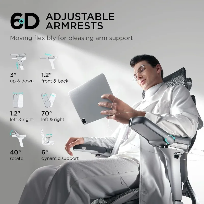 Hbada E3 Pro Ergonomic Office Chair, Big Tall Office Chair 3-Zone Dynamic Lumbar Support,4D Adjustable Headrest,6D Adjustable 5