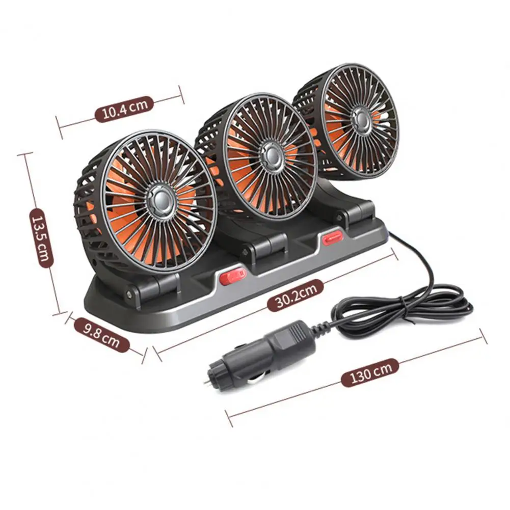 Car Fan Electric Fan 5/12/24V Car Fan Triple Head High Airflow 2-Speed Powerful Cooling Vehicle Dashboard Air Outlet USB Fan Summer Accessories