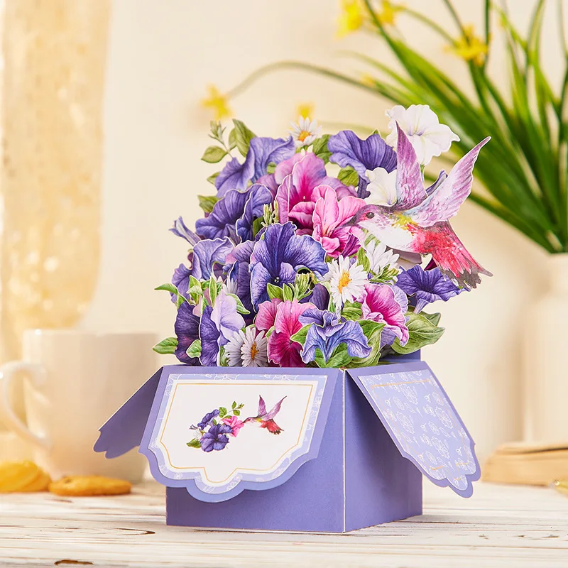 

Flower Greeting Card With Envelope Surprise Gifts For Mothers Day Birthday Thanksgiving Wedding Anniversary Floral Box 3D Pop-up