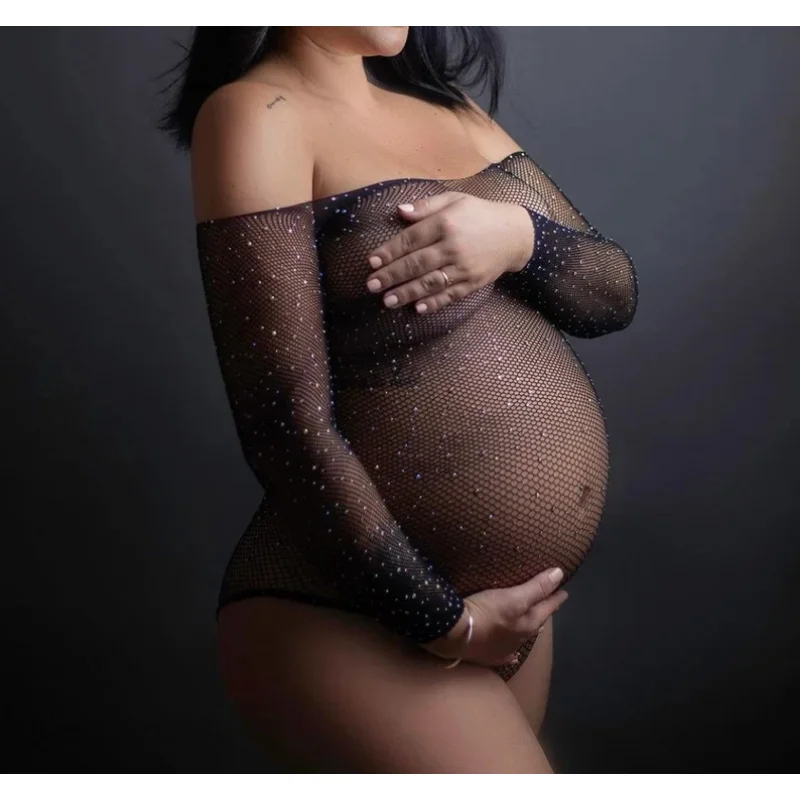 Bodysuit Rhinestones Maternity Women Photoshoot sexy bodystocking lingerie