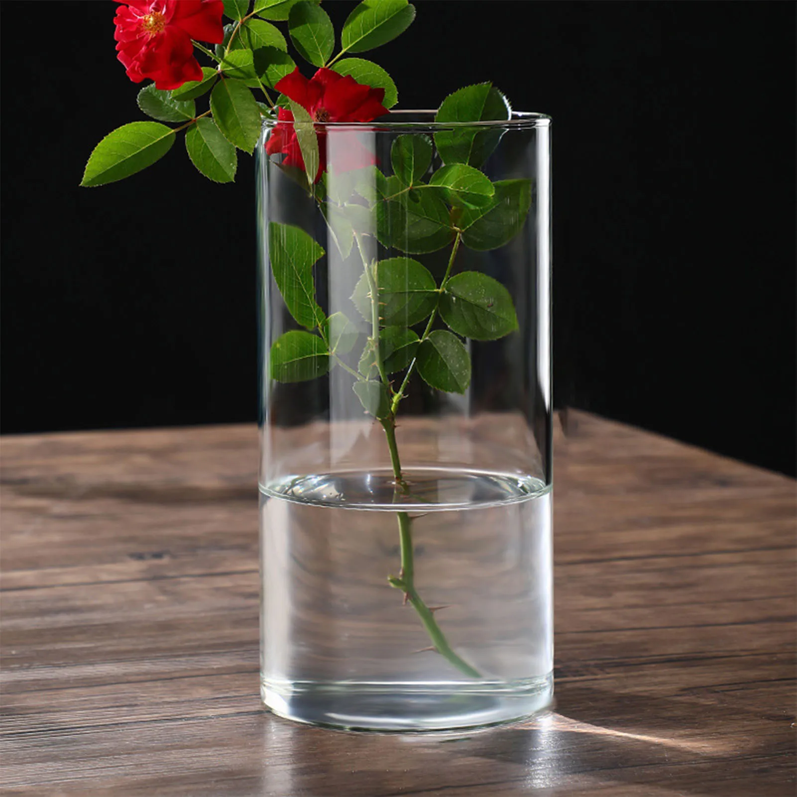 Transparent Glass Hydroponic Vase Cylinder Flower for Home Office Wedding Table