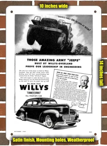 

Металлический знак-1942 Willys American Sedan- 10x14 дюймов