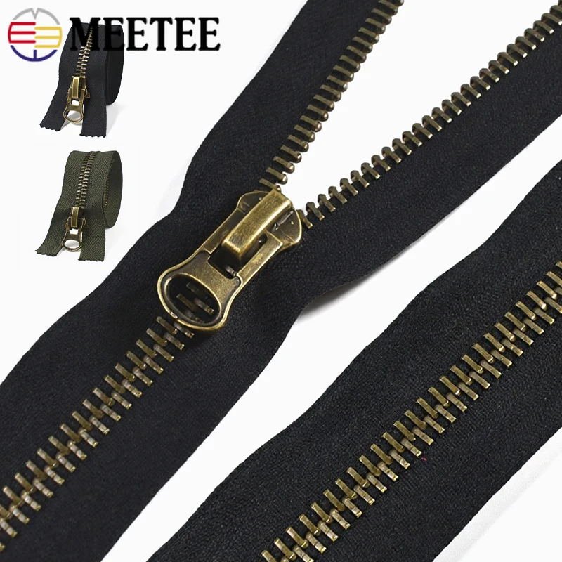 1개 미티 8 12-120cm 오픈/클로즈 엔드 메탈 지퍼 더블 슬라이더 다운 코트 재킷 교체용 지퍼 수리 키트 재봉 액세서리