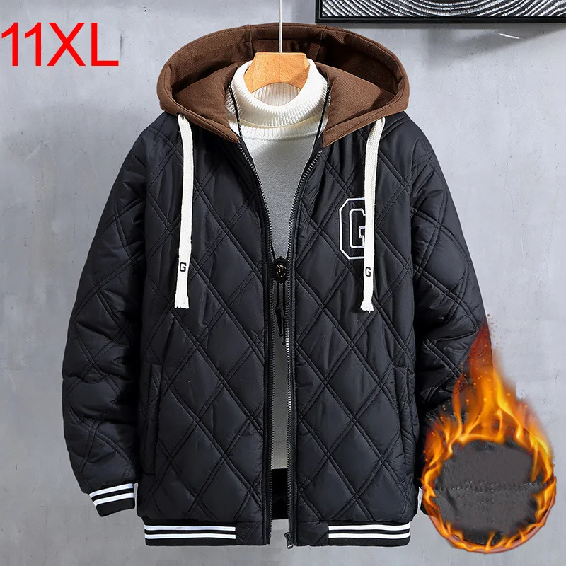 

Plus Size Jacket Padded Parkas Thickened Cotton Jacket Men's New Loose Warm Men's Hooded Large 10XL 11XL Winter Coat