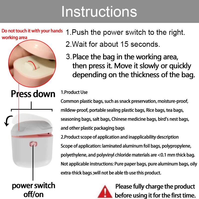 Mini Sealing Machine New Portable Snack Food Bag Sealer Easy Press Hand Safe Freshness Preservation Kitchen Home Use