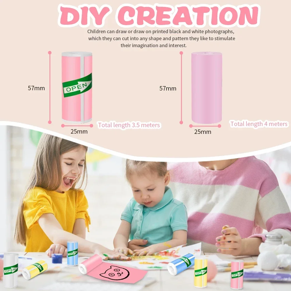 Color Self-adhesive Thermal Paper 57mm Sticker Photo Label for Mini Thermal Printer Cabochon Kawaii DIY Papier Scrapbooking