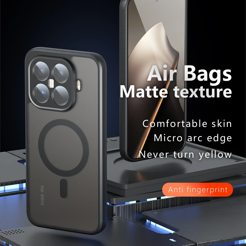 High Quality Rugged PC Matte Transparent HD Case with Magnetic Wireless Charging Capability