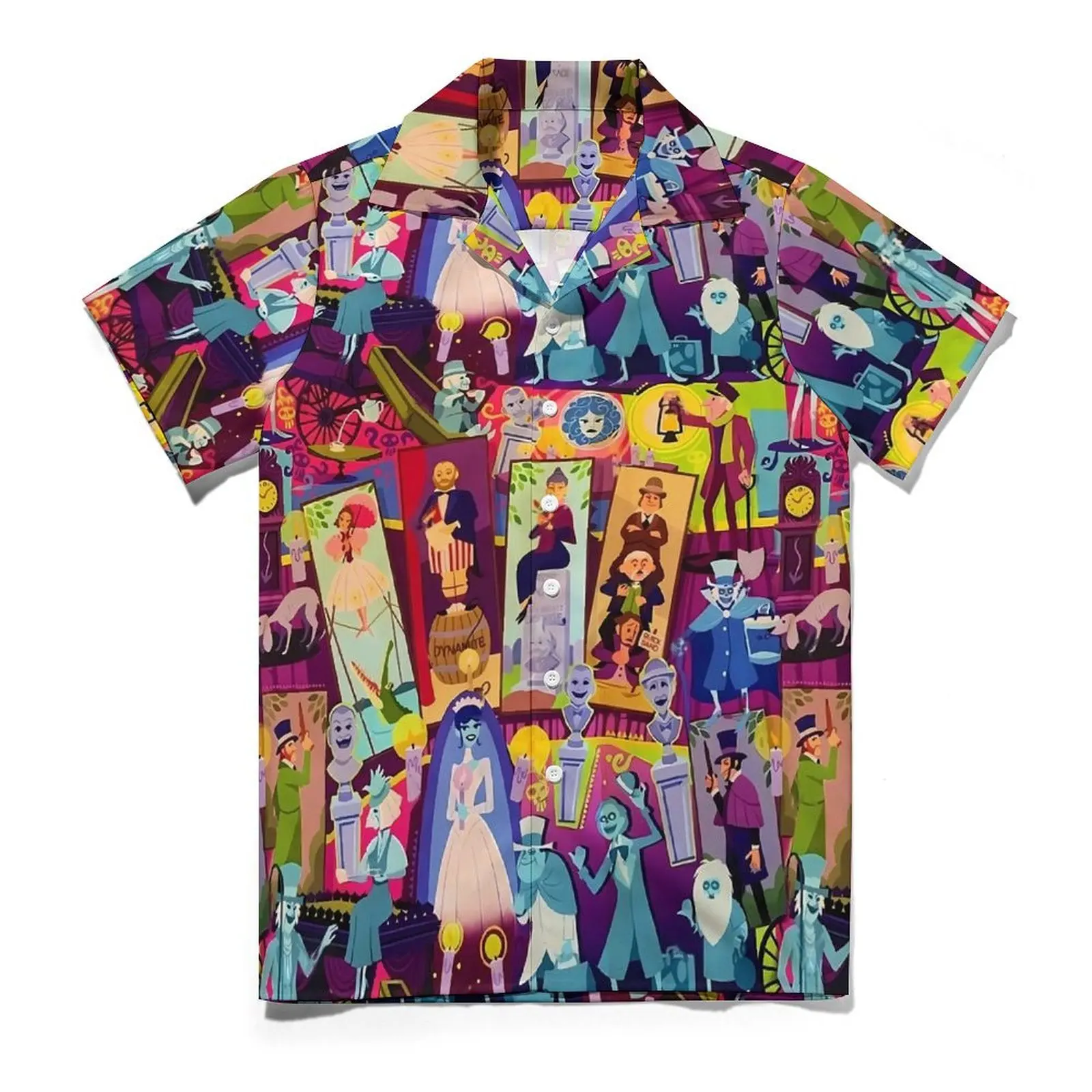 

Haunted Mansion Hawaiian Shirt For Men Vacation Mansion Collage Casual Shirts Street Style Graphic Novelty Oversized Blouses