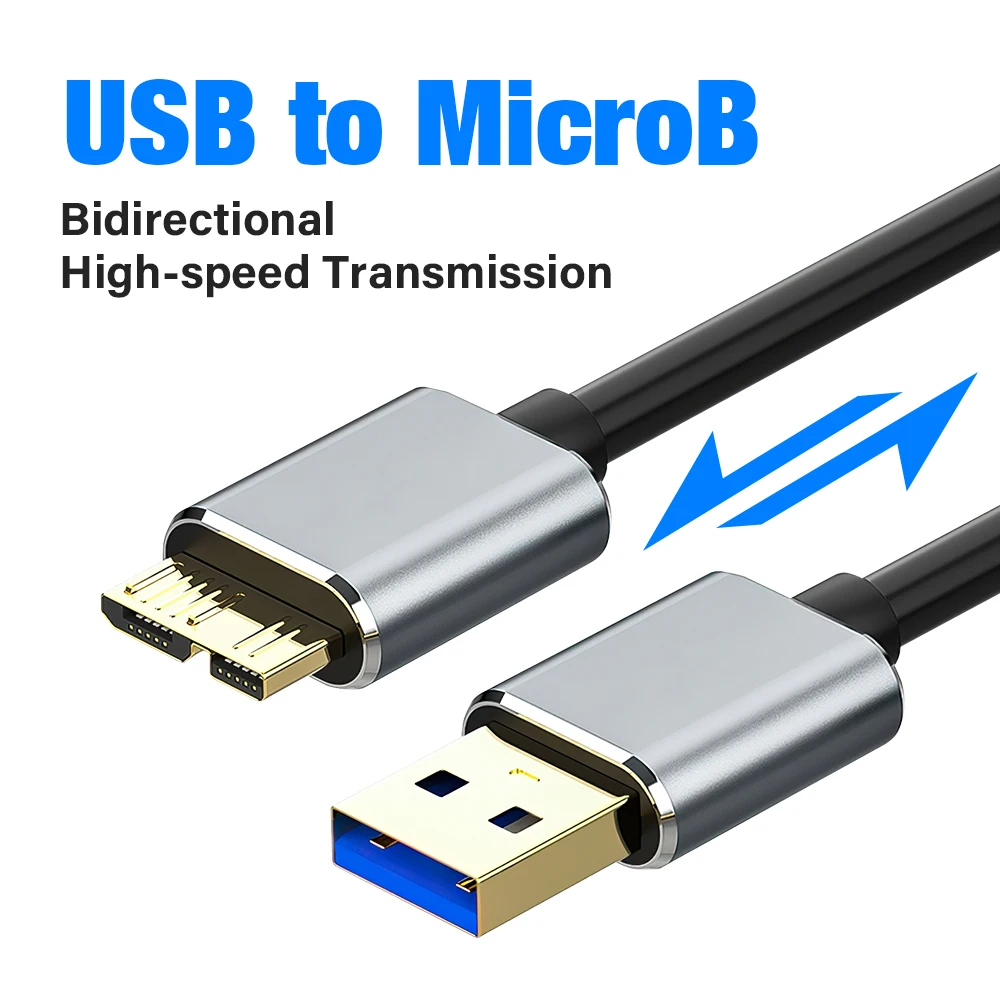 High-Speed USB 3.0 External Hard Drive Cable with Micro B Adapter – 1.5m/2m Sync Cord