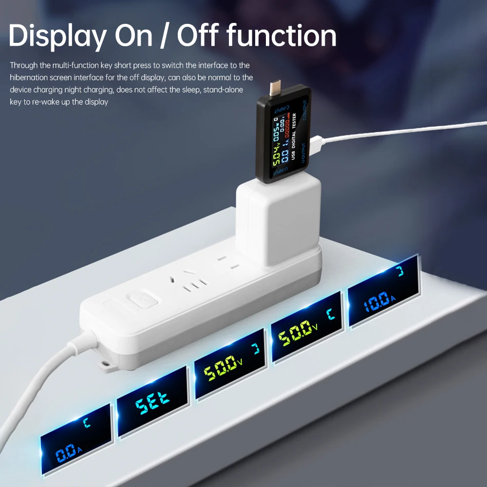 다기능 디지털 전압 전류 용량 저항 테스터 DC 4.5-36V 0-8A USB + Type-C는 자동 감지 속도를 지원합니다.