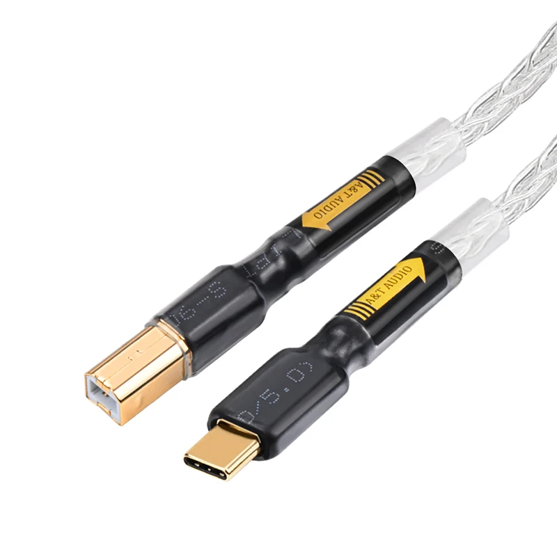 Ataudio-cabo de Áudio Digital para Celular Cabo Usb Hi-end tipo c para tipo b Cabo Hifi Stereo Pure Silver Data - Image 3