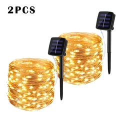 Outdoor Solar LED String Lights - Waterproof Fairy Lights for Garden and Festive Decor (2pcs-warm white)