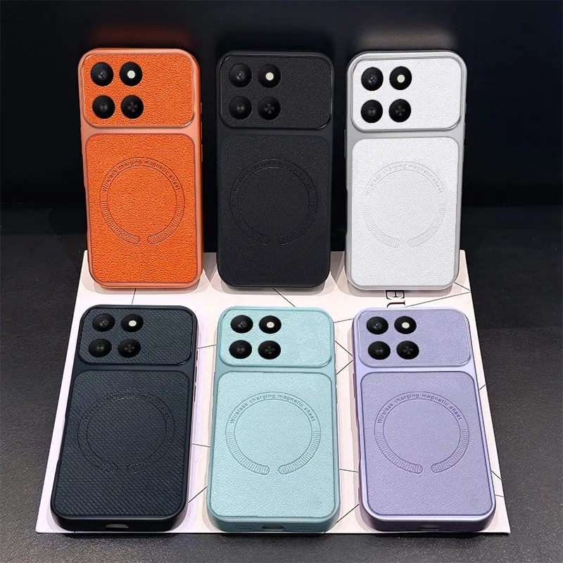Luxury Lychee Texture Leather Soft Shockproof Case with MagSafe