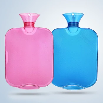 2Pcs Hot Water Bottle PVC Large 2L Hand Feet Warmer Transparent Bag Pack for Menstrual Cramps Neck and Shoulder Pain Relief